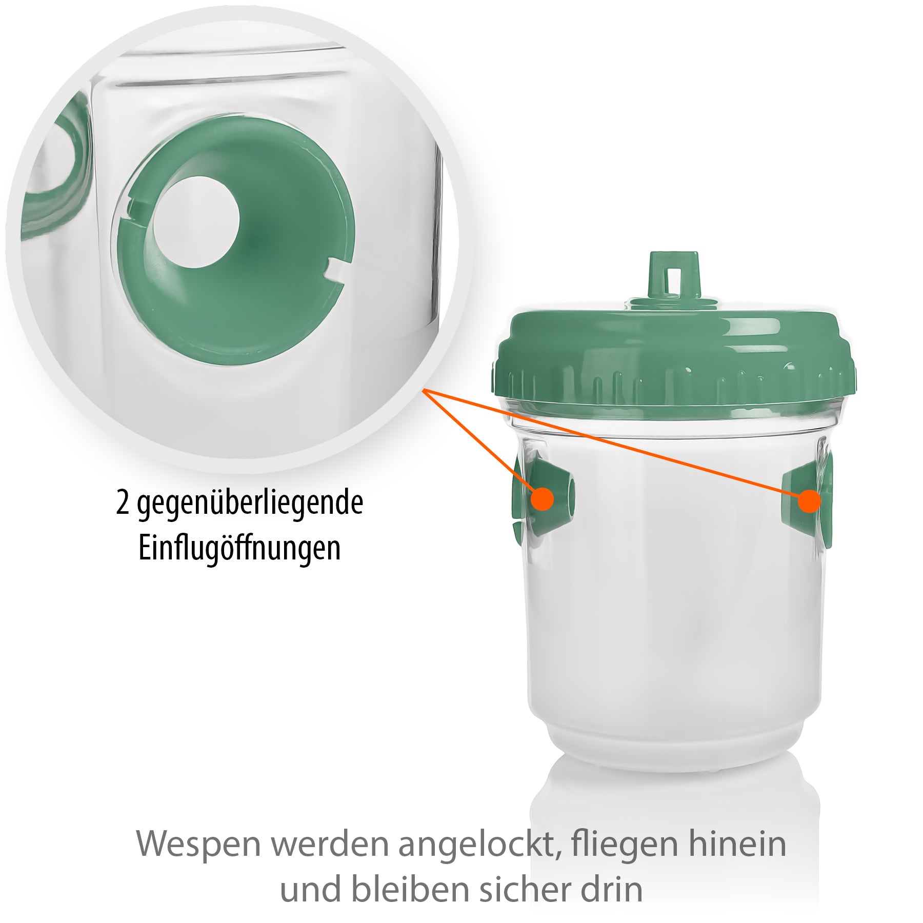 BigDean Wespenfalle Outdoor Grün Ø9x13cm Fliegenfalle 3Stk