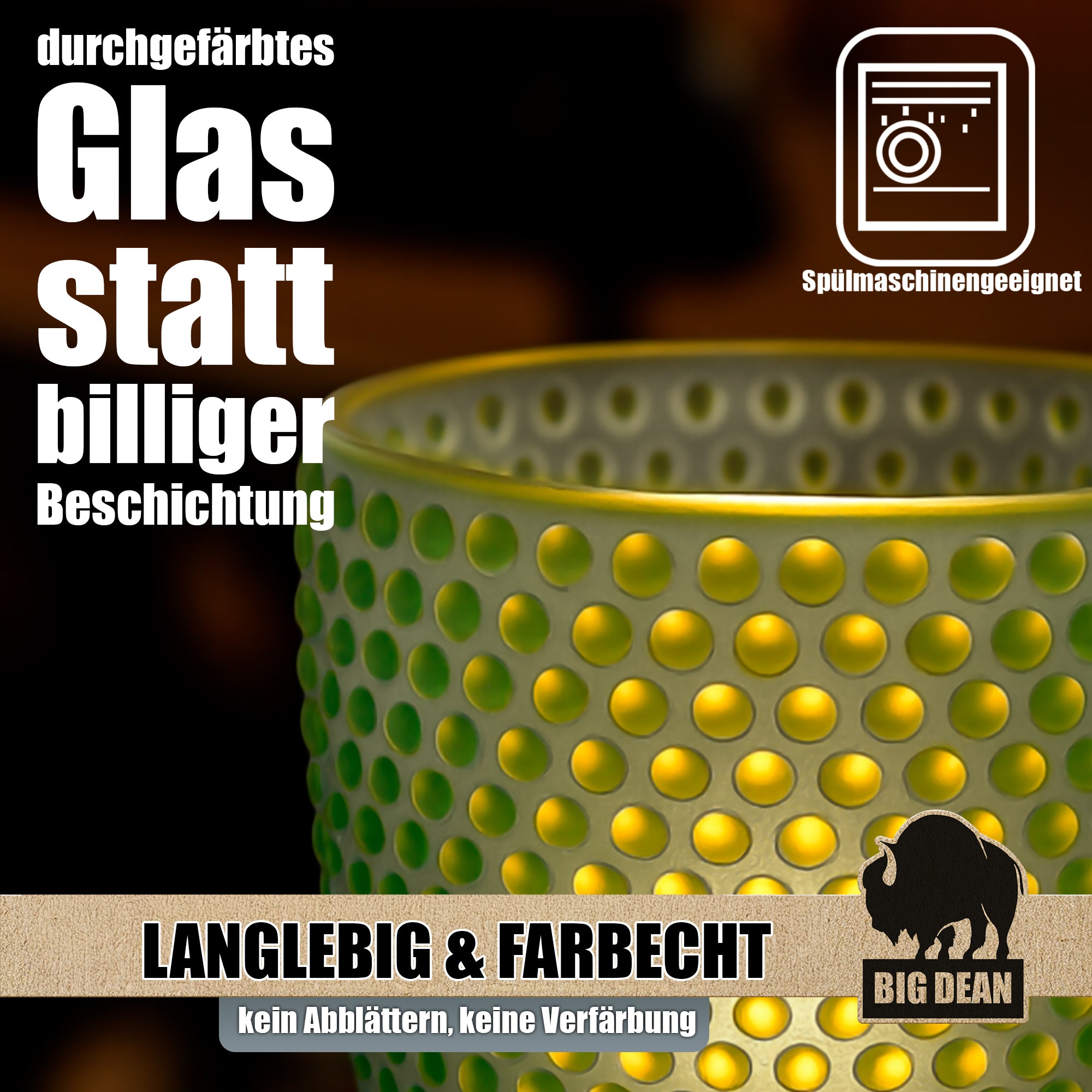 BigDean Haushalt Teelichthalter Glas grün 6er Set Tischdeko