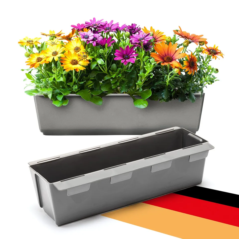 BigDean Paletten Blumenkasten 37cm Beton-Grau 2er Set wetterfest