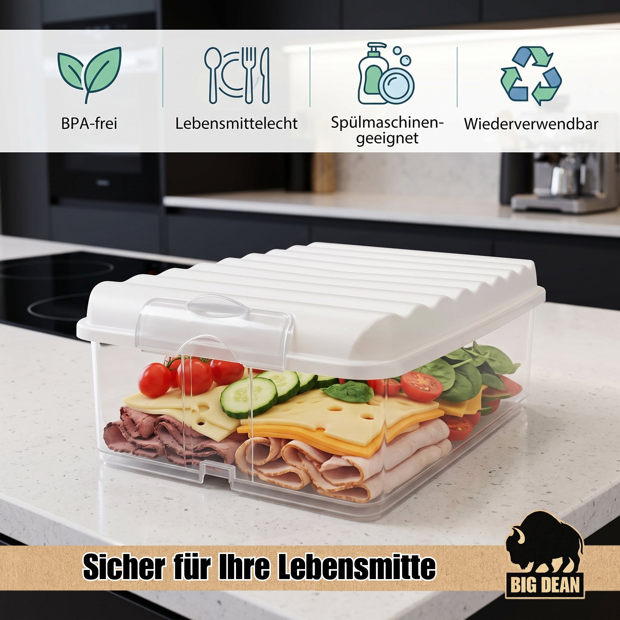 BigDean Aufschnittbox 2,5L 3er Set Kühlschrankbox Made in Germany