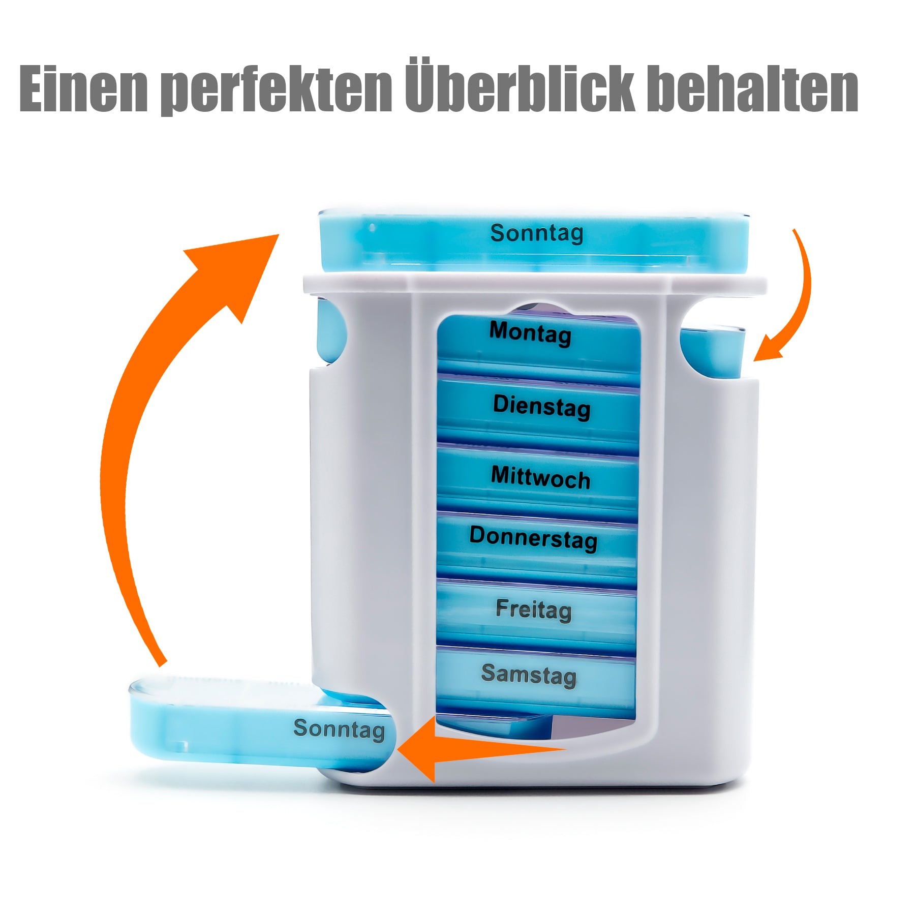 BigDean Tablettenbox 7 Tage 2er-Set Weiß 4-Fächer