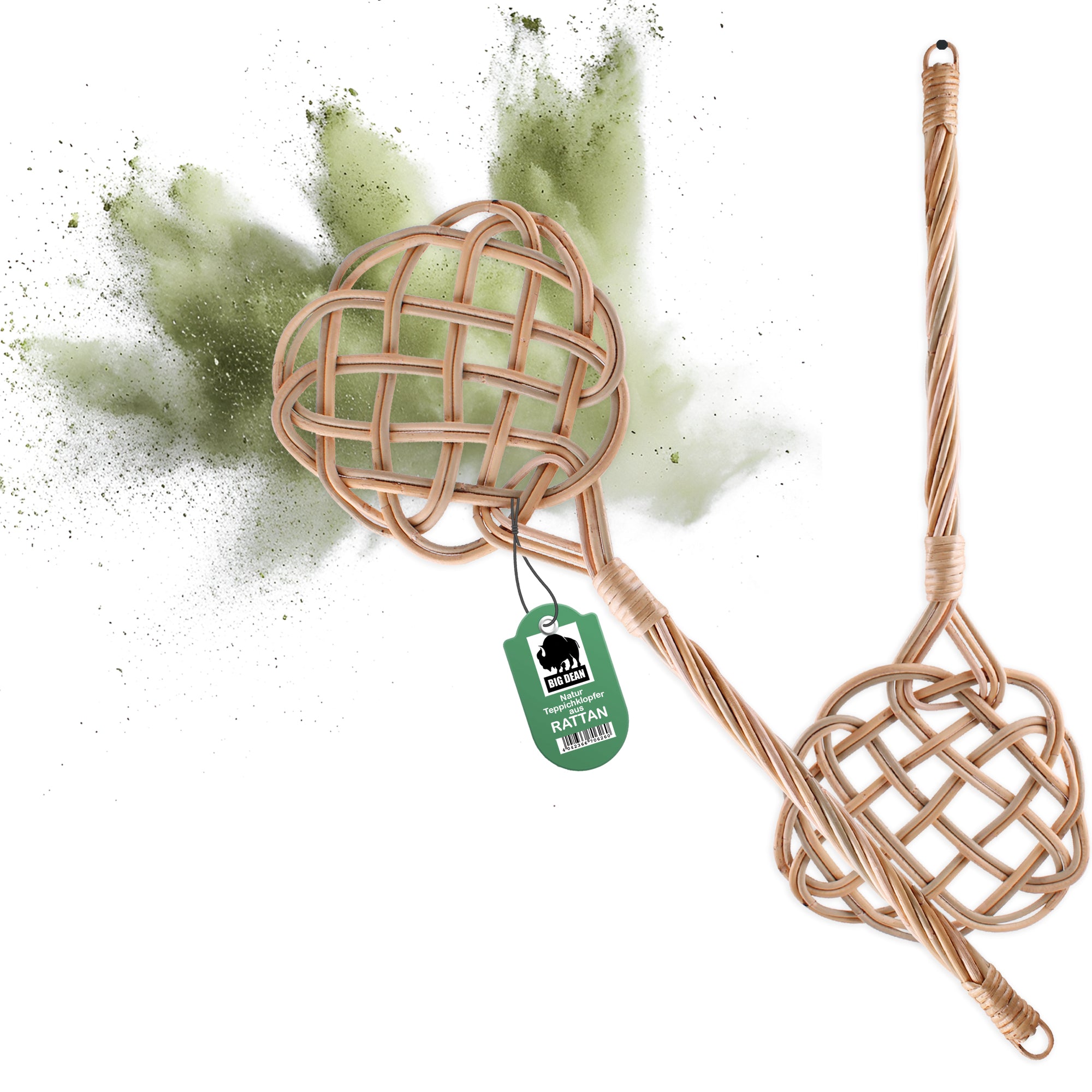 BigDean Teppichklopfer Rattan Handgefertigt 2er Set