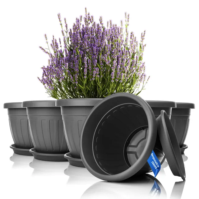 BigDean Garten Blumentopf 40x31cm anthrazit 6er Untersetzer