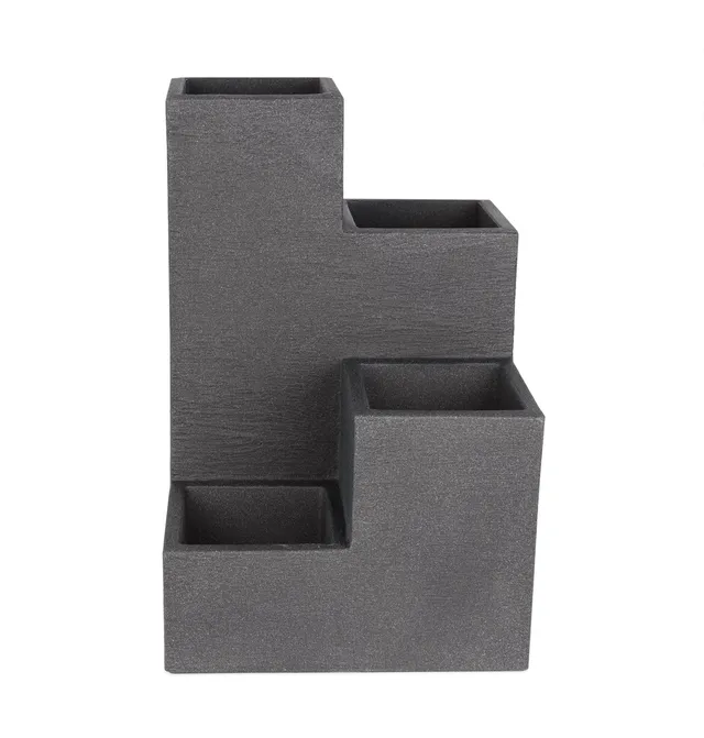 BigDean Blumentreppe Granit-Optik 60x40 anthrazit Hochbeet