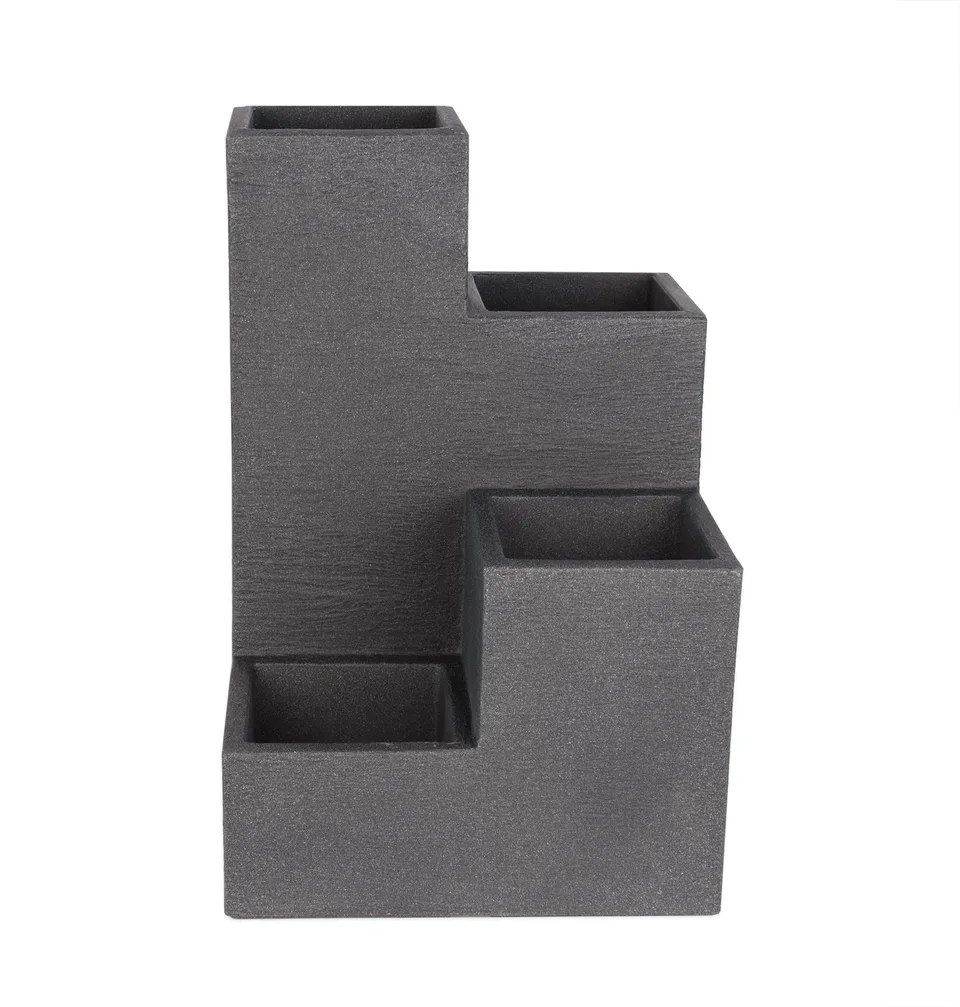 BigDean Blumentreppe Granit-Optik 60x40 anthrazit Hochbeet