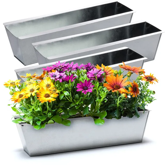 BigDean Garten Pflanzkasten Zink 38cm silber 4er Set verzinkt