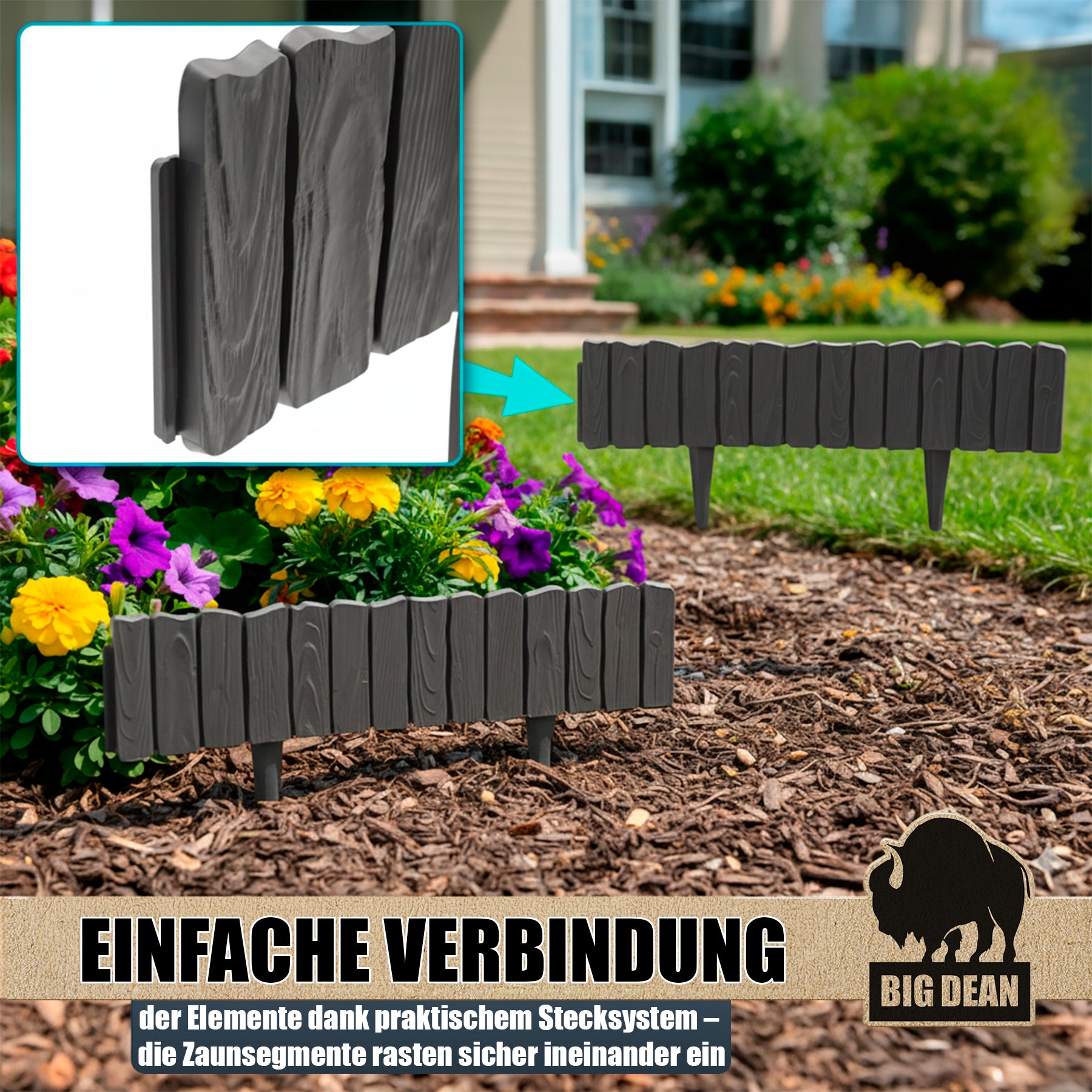 BigDean Rasenkante 9,28m Anthrazit Beeteinfassung 13cm
