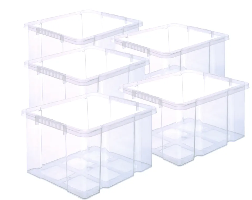 BigDean Eurobox 44x35x24 Stapelbox ohne Deckel 5er transparent