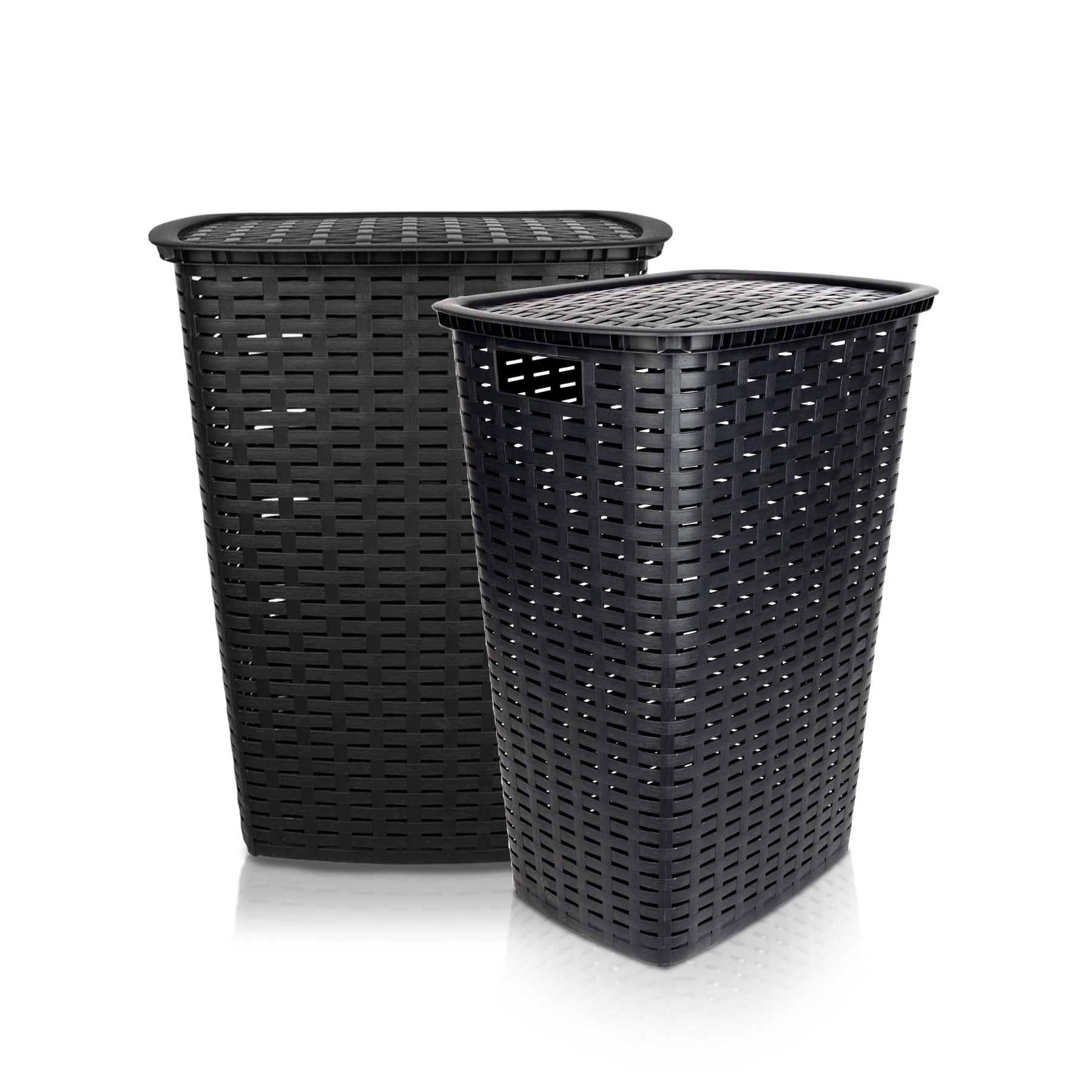 BigDean Haushalt Wäschesammler 55L anthrazit Rattan-Optik