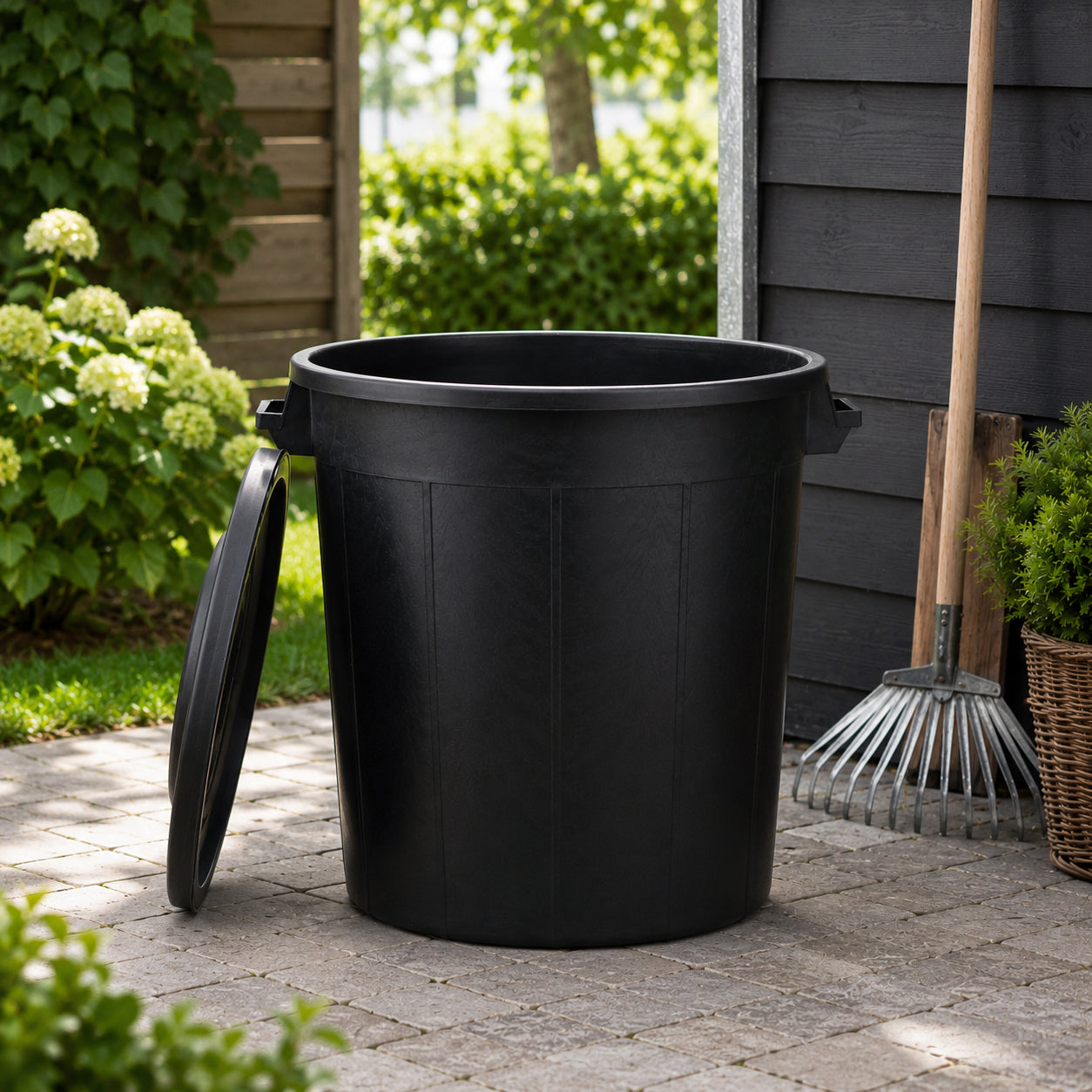 BigDean Haushalt Universaltonne 50 Liter Schwarz mit Deckel