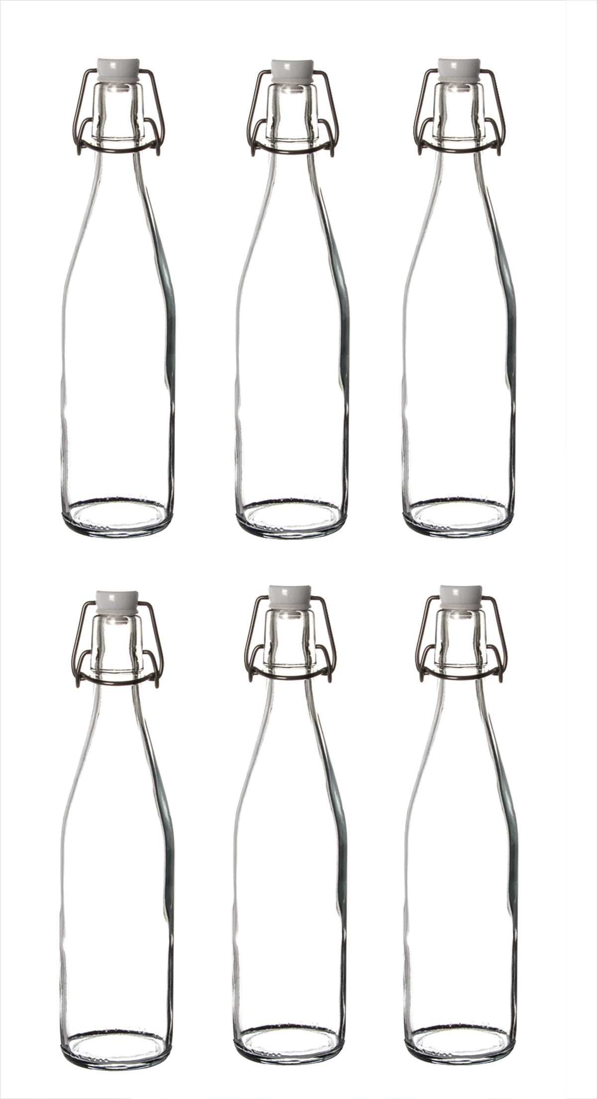 BigDean Bügelflaschen 6x 500 ml Glasflaschen luftdicht