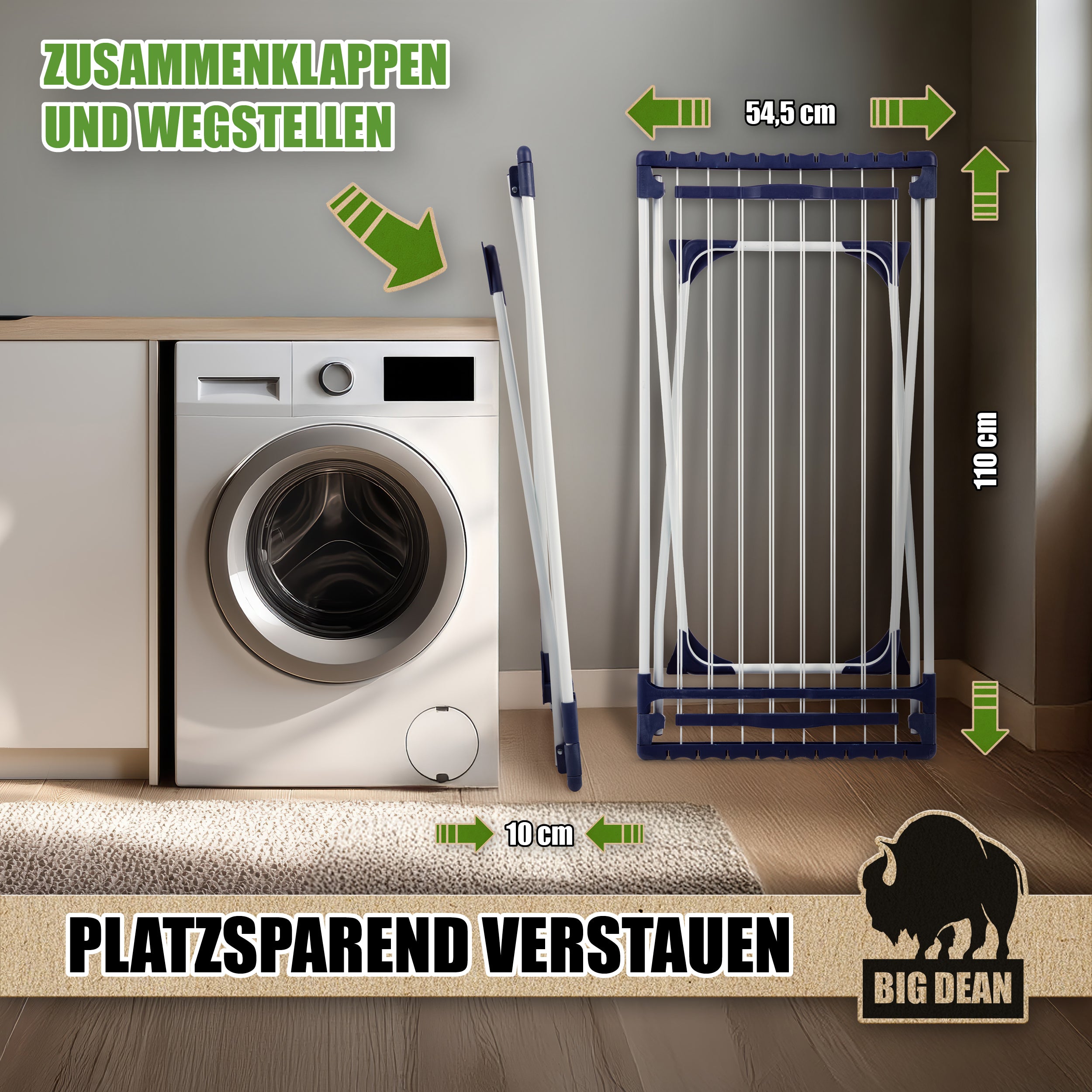 BigDean Haushalt & Alltag Wäscheständer 20m weiß ausziehbar