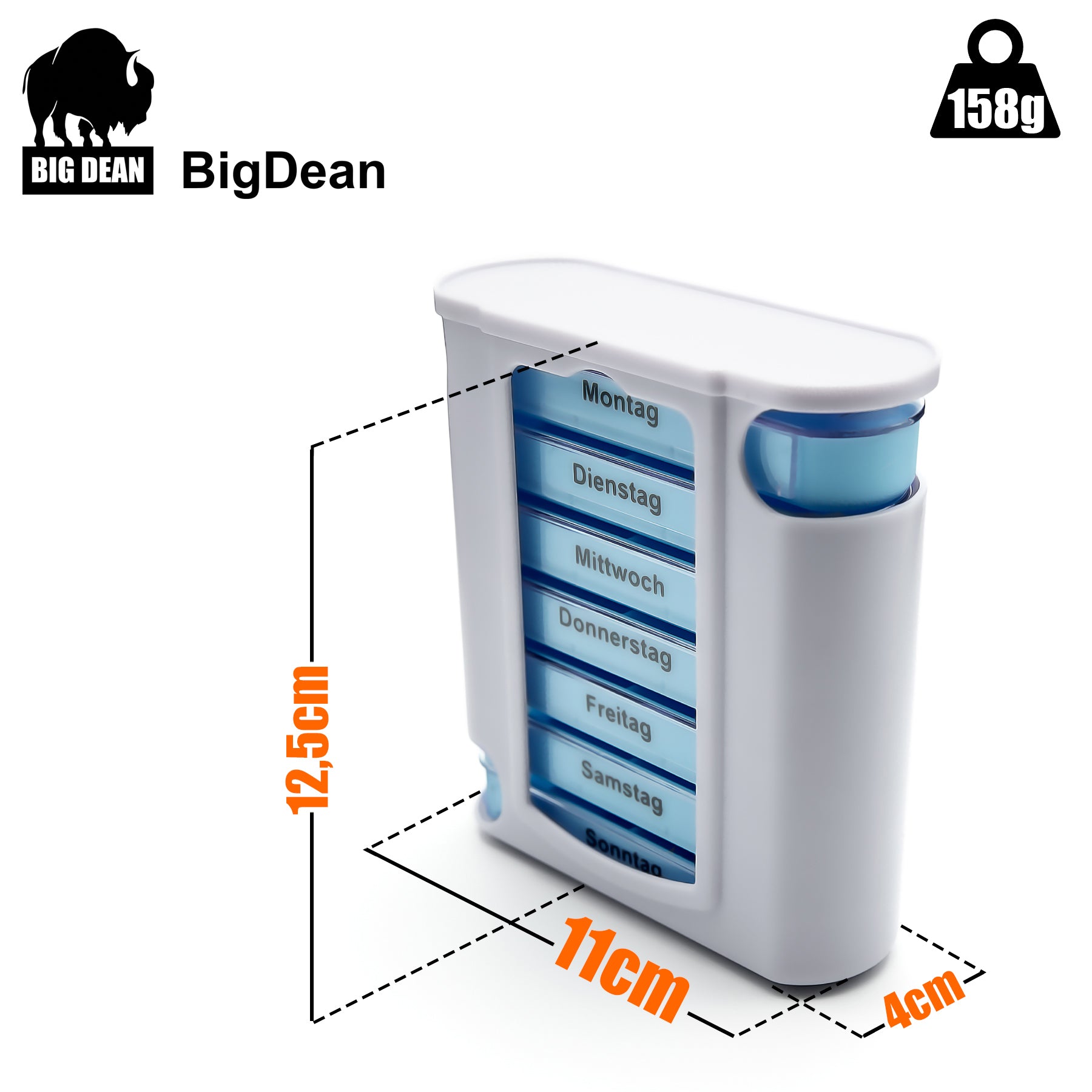 BigDean Tablettenbox 7 Tage weiß 3 Stück Pillendose