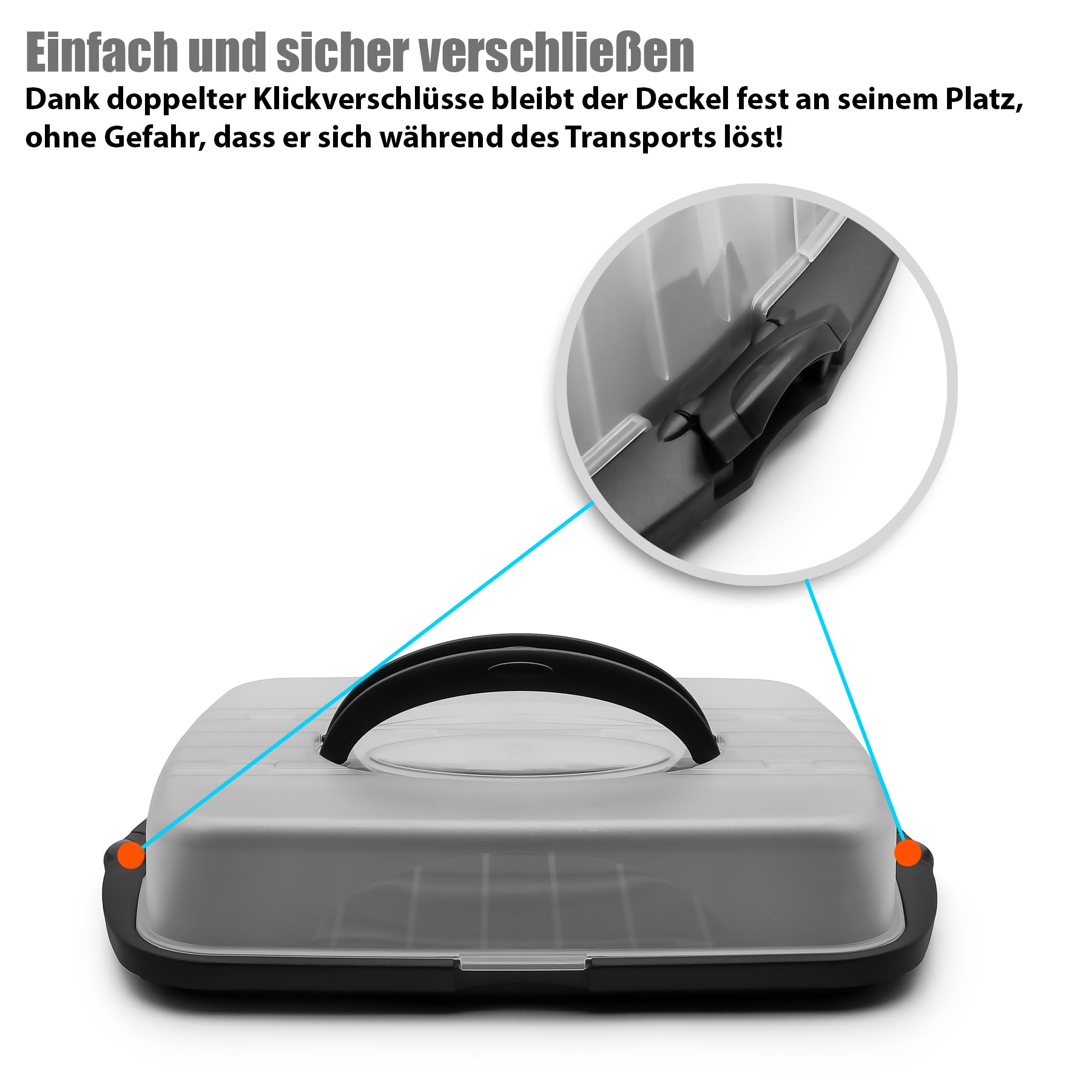 BigDean Küche & Vorrat Kuchenbox XL Anthrazit 2 Stück