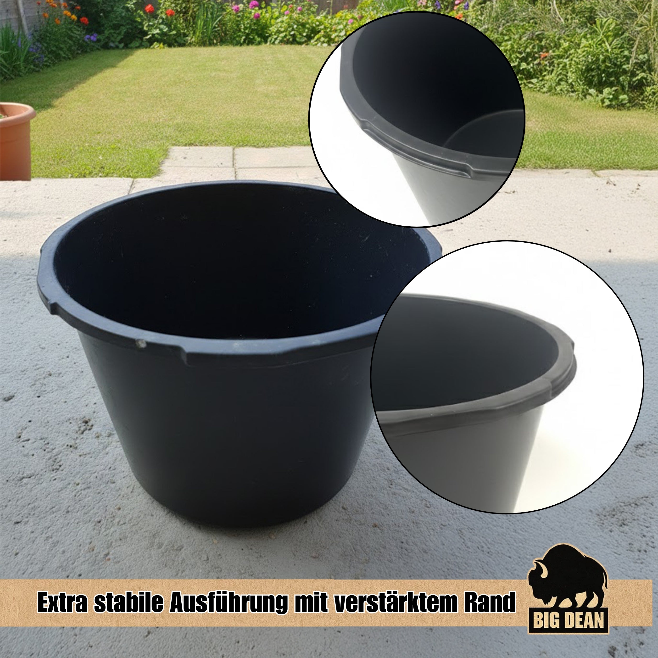 BigDean Mörtelkübel 90 Liter schwarz Maurerwanne stapelbar