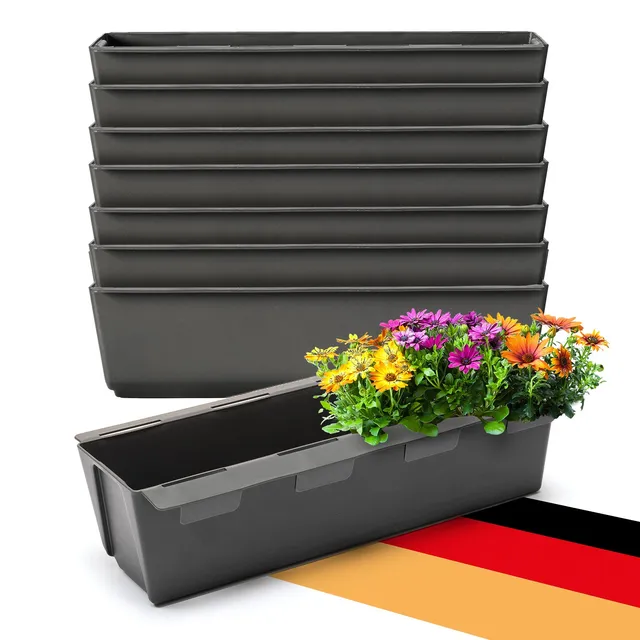 BigDean Paletten Blumenkasten 37cm anthrazit 8er Set Kunststoff