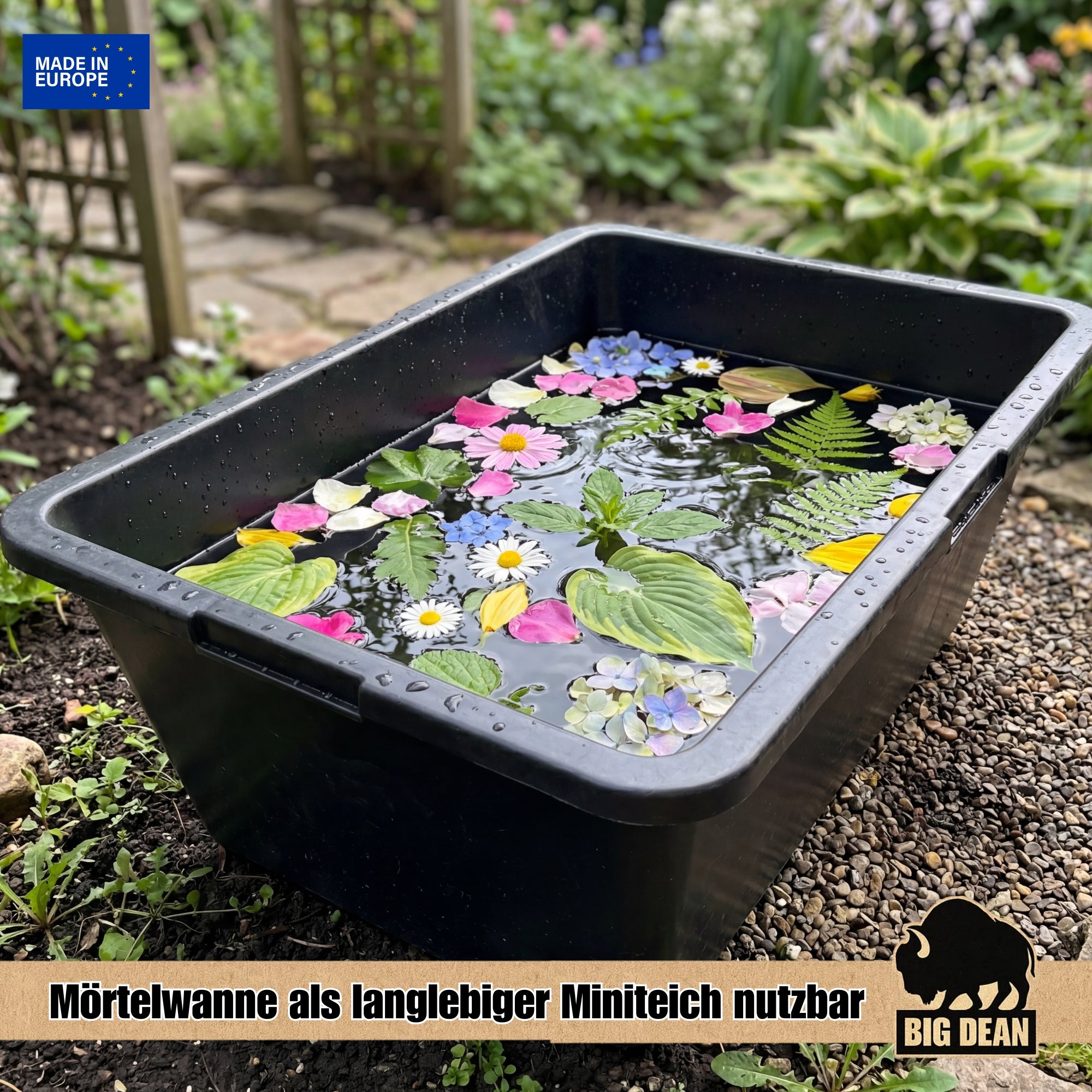 BigDean Werkzeug Mörtelwanne 80 Liter 78x47x30 Eckig Schwarz