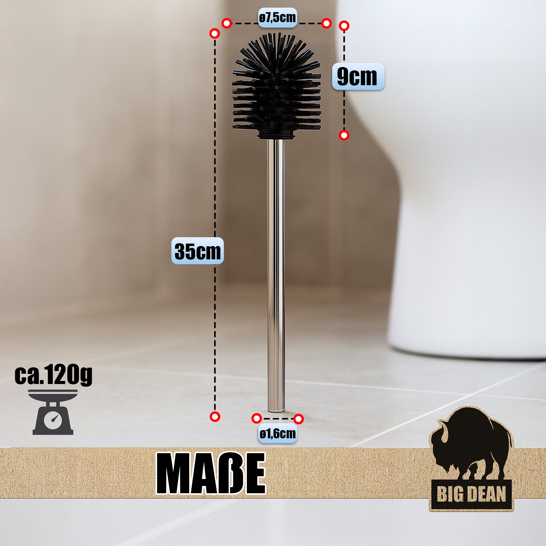 BigDean Silikon Klobürste WC-Bürste 4er Set Schwarz antibakteriell