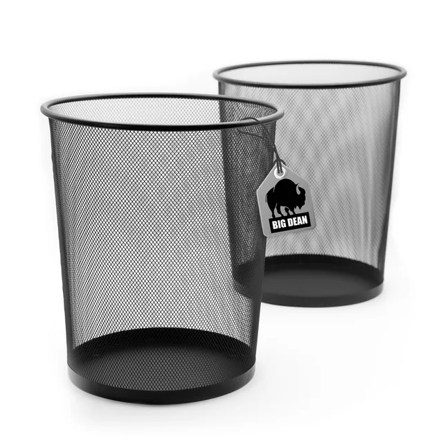 BigDean Papierkorb Schwarz 20L Metall 2er Set