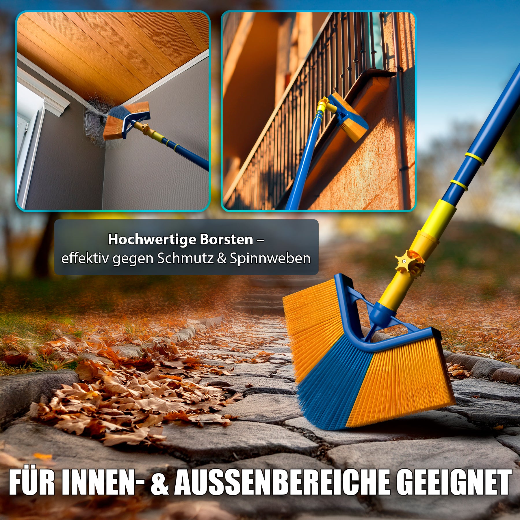 BigDean Eckbesen Teleskopstange 4m Spinnenbesen 5m