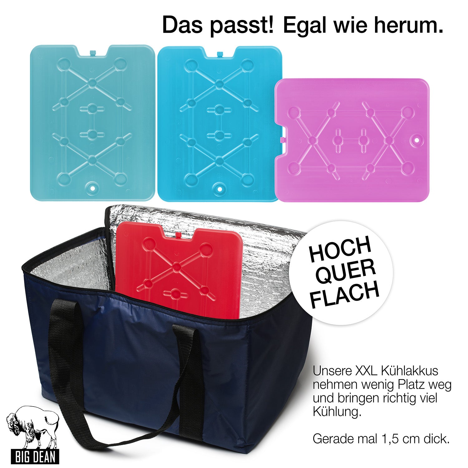 BigDean Küche & Vorrat XXL Kühlakku 750 ml 4er flach