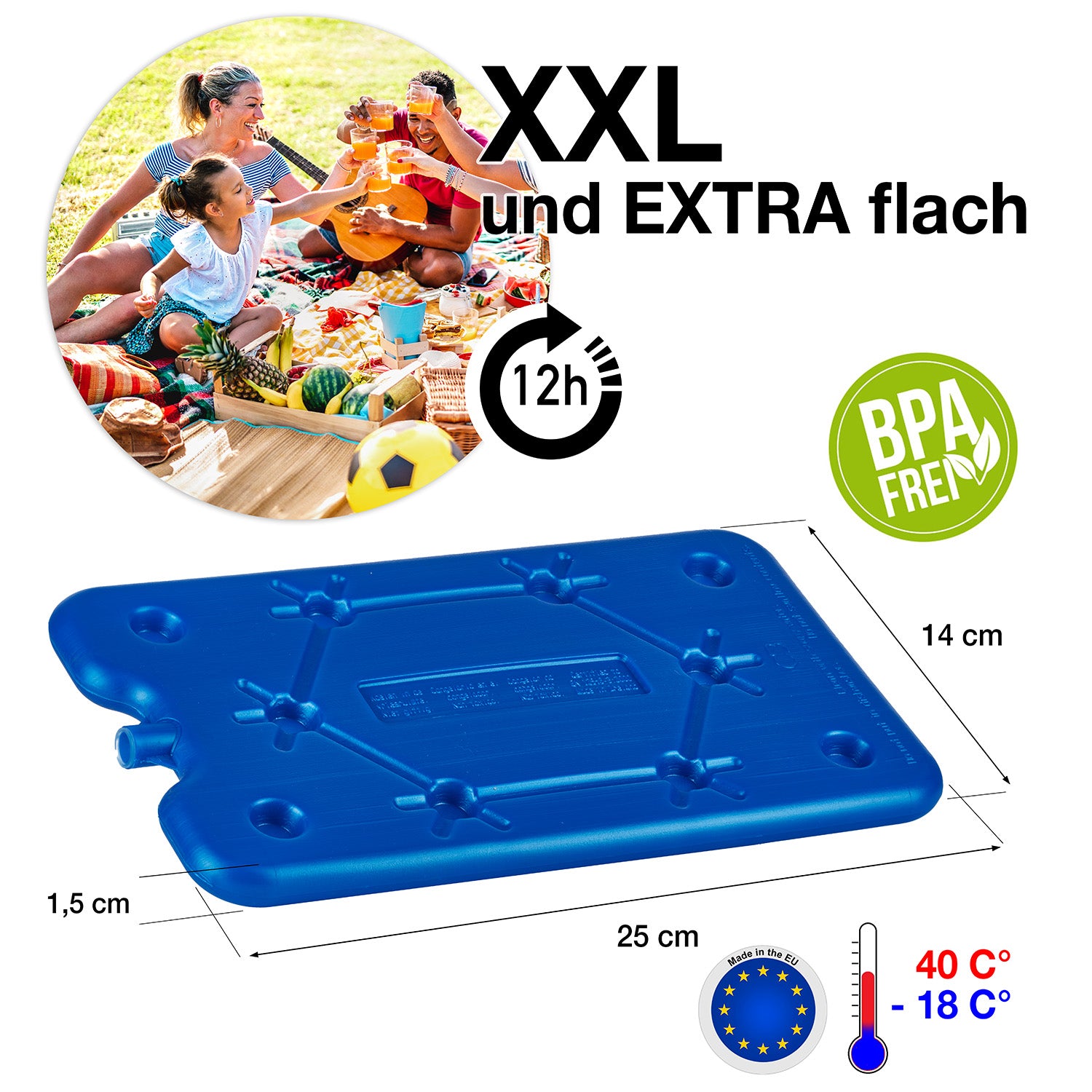 BigDean Kühlakkus Flach 400 ml Blau Kühlpacks 4er Set