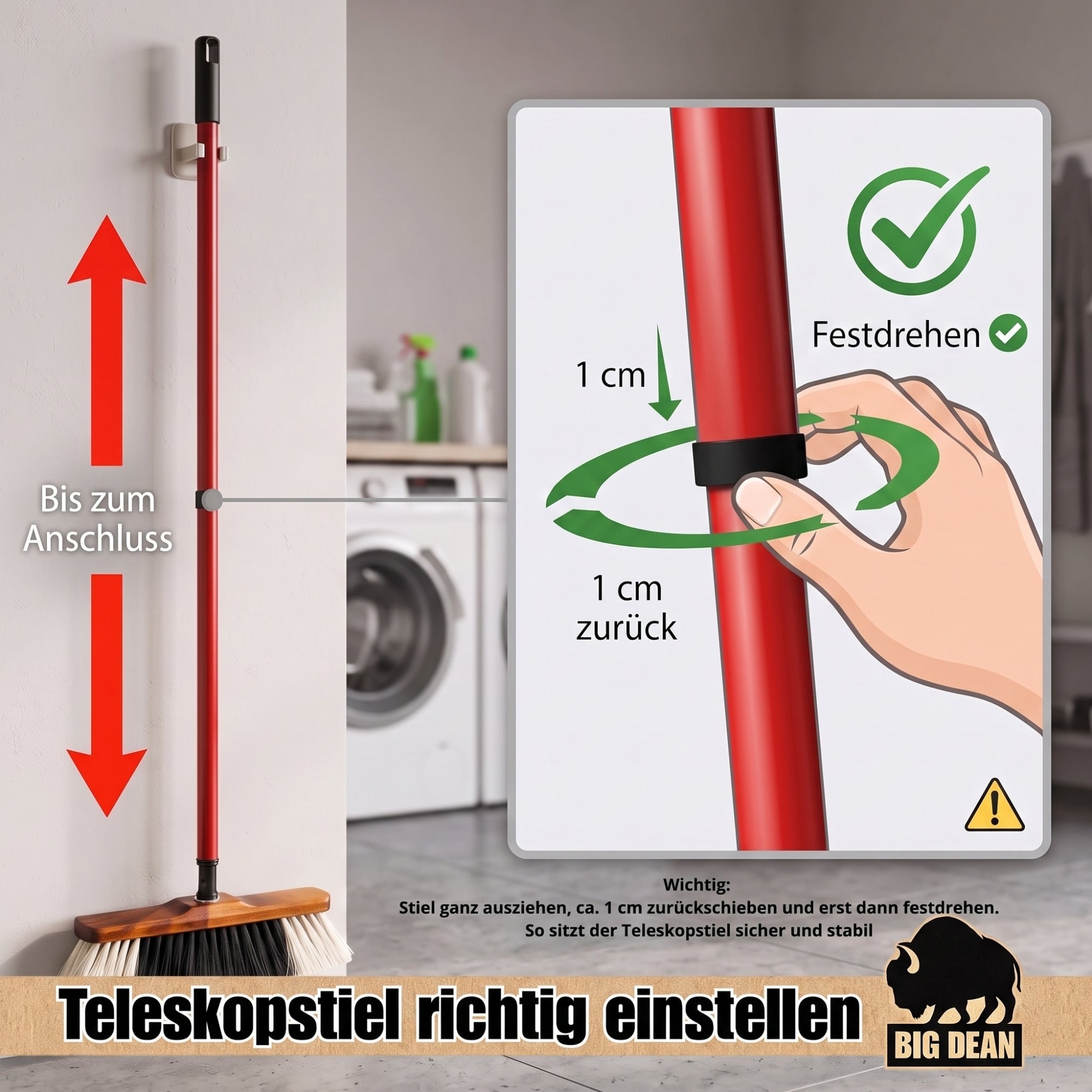 BigDean Zimmerbesen Teleskop 30cm 2 Stück Made in Germany