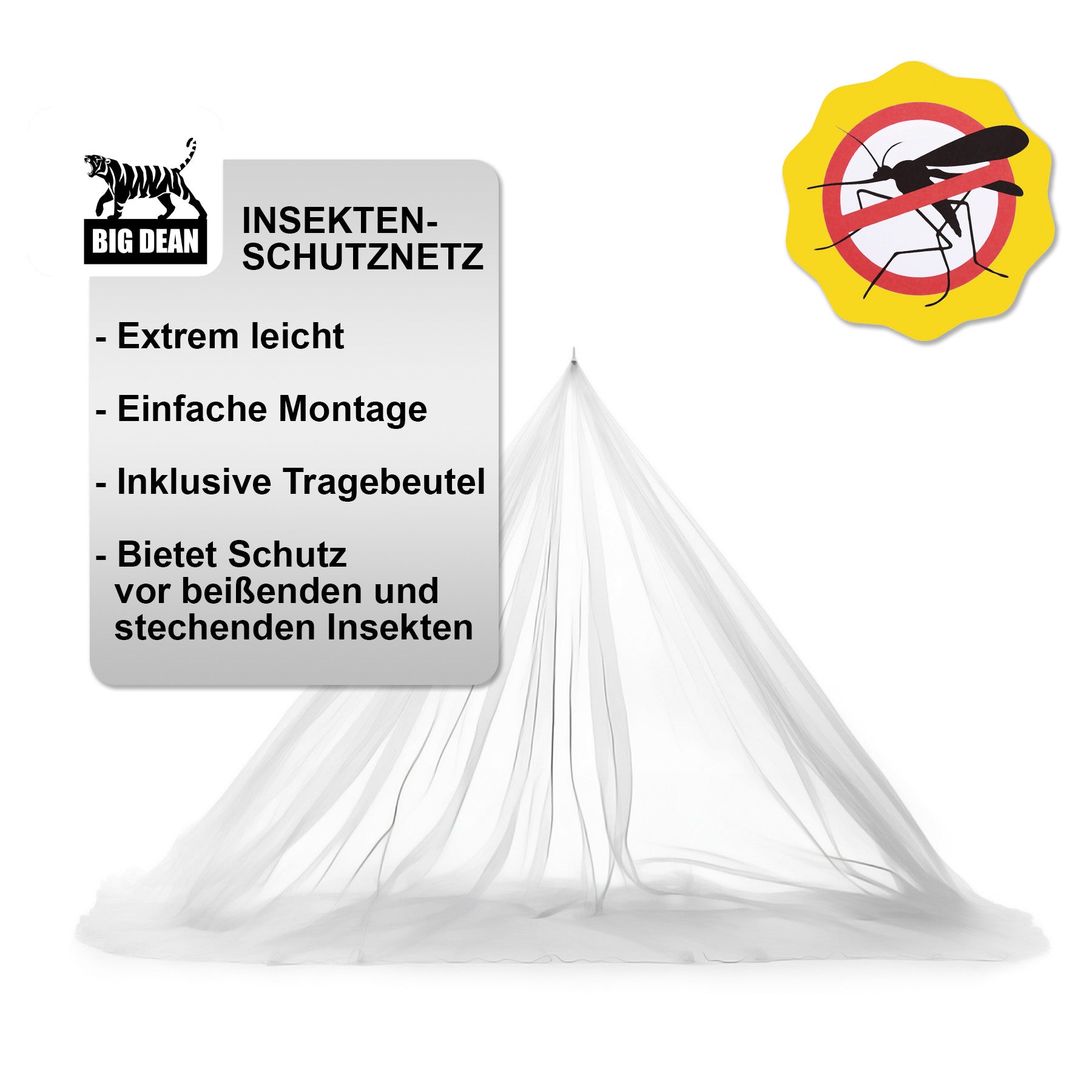 BigDean Garten Moskitonetz XL Transparent 220x170cm für Betten