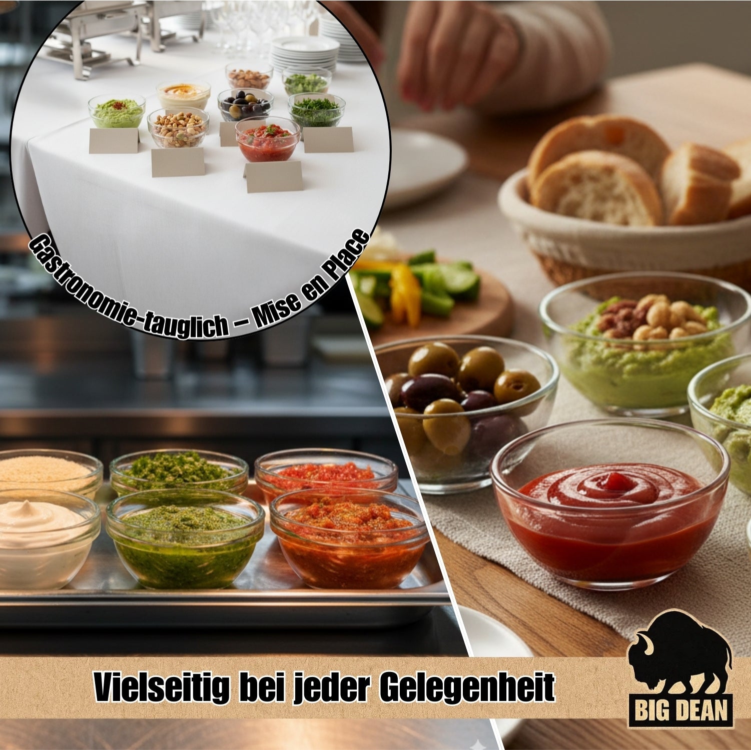 BigDean Küche & Vorrat Glasschüssel 6 cm 40 ml 12er Set gehärtet
