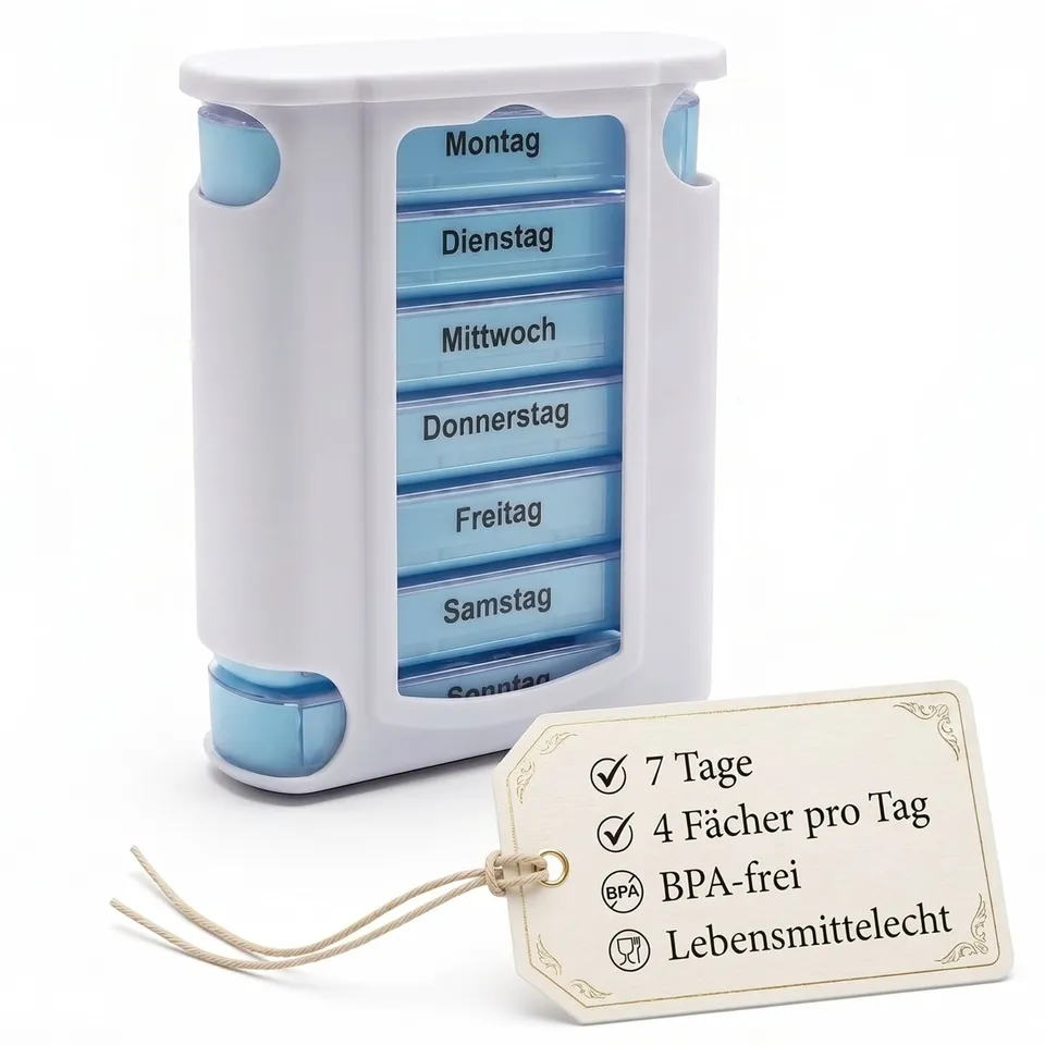 BigDean Tablettenbox 7 Tage Pillendose mit 4 Fächern