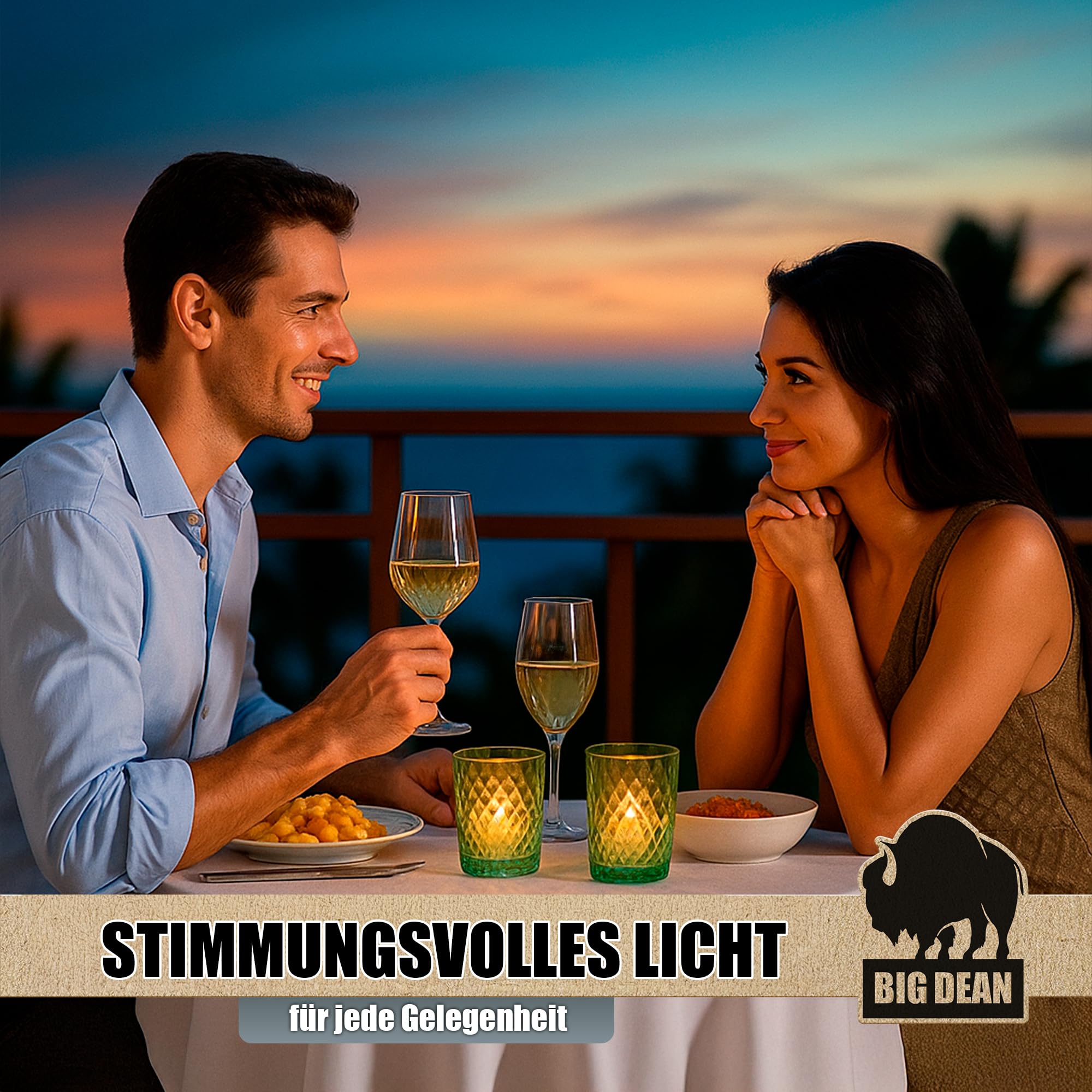 BigDean Haushalt Windlicht Glas grün 4er Set Teelichthalter
