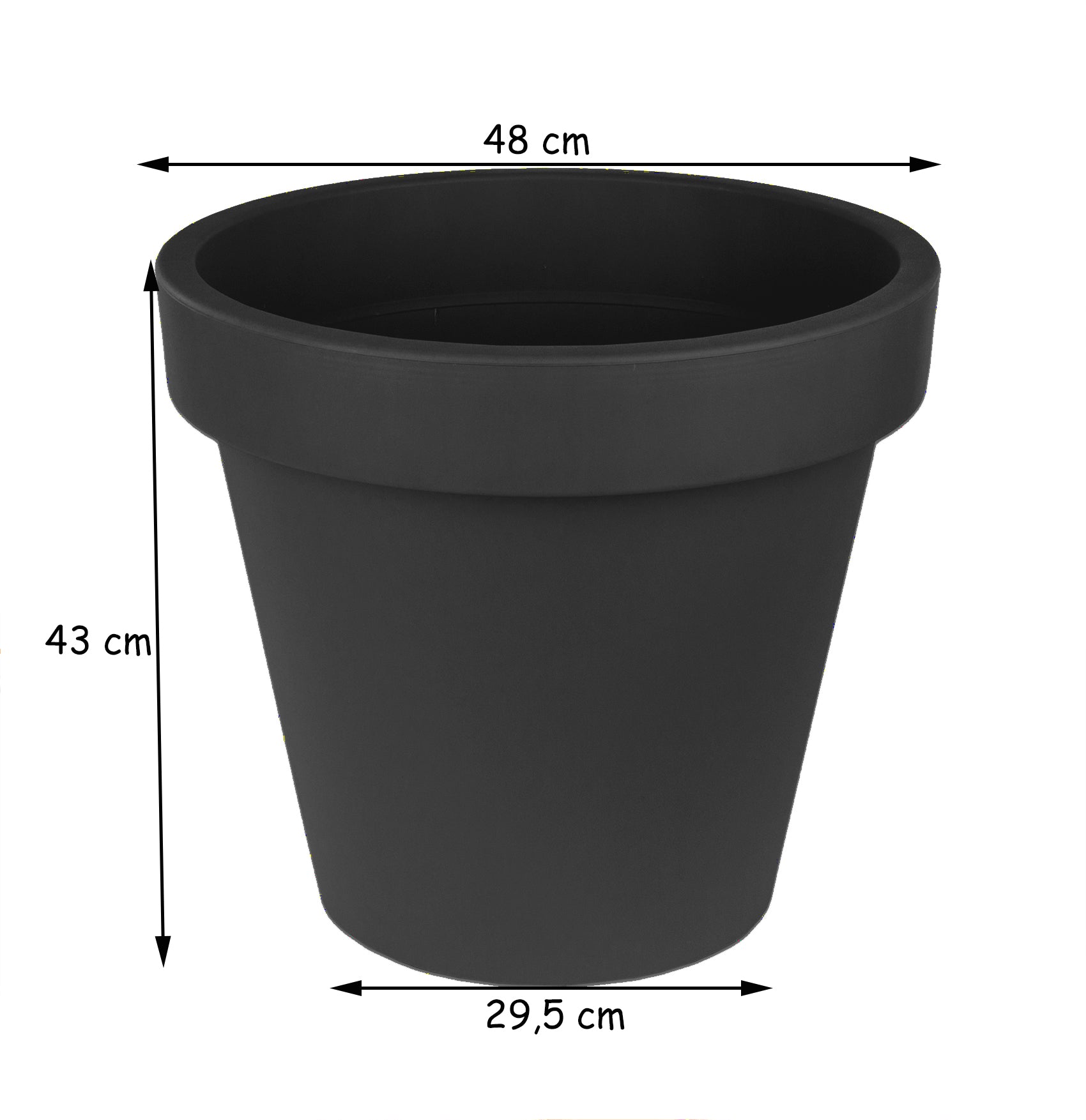 BigDean Blumentopf 2er-Set XL Ø50cm Anthrazit Kunststoff