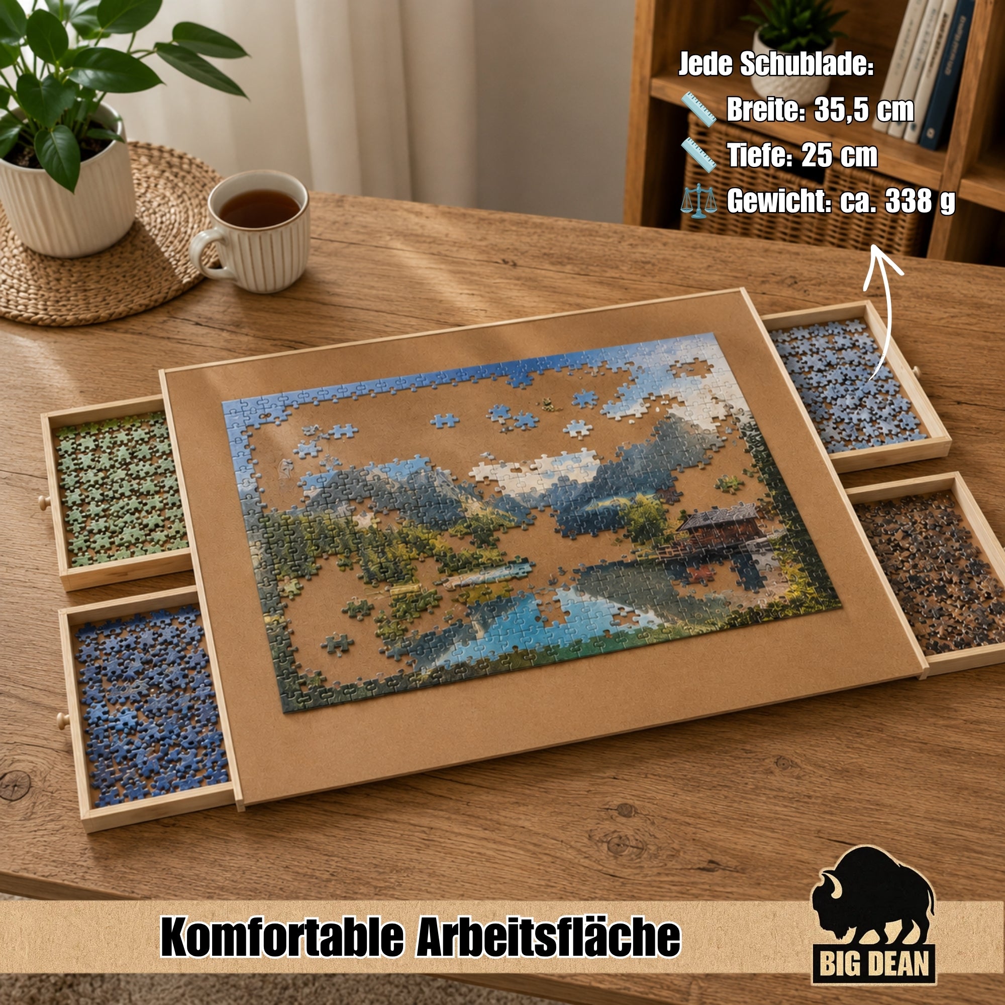 BigDean Puzzletisch extra groß 76x57 cm Puzzlebrett 1000 Teile