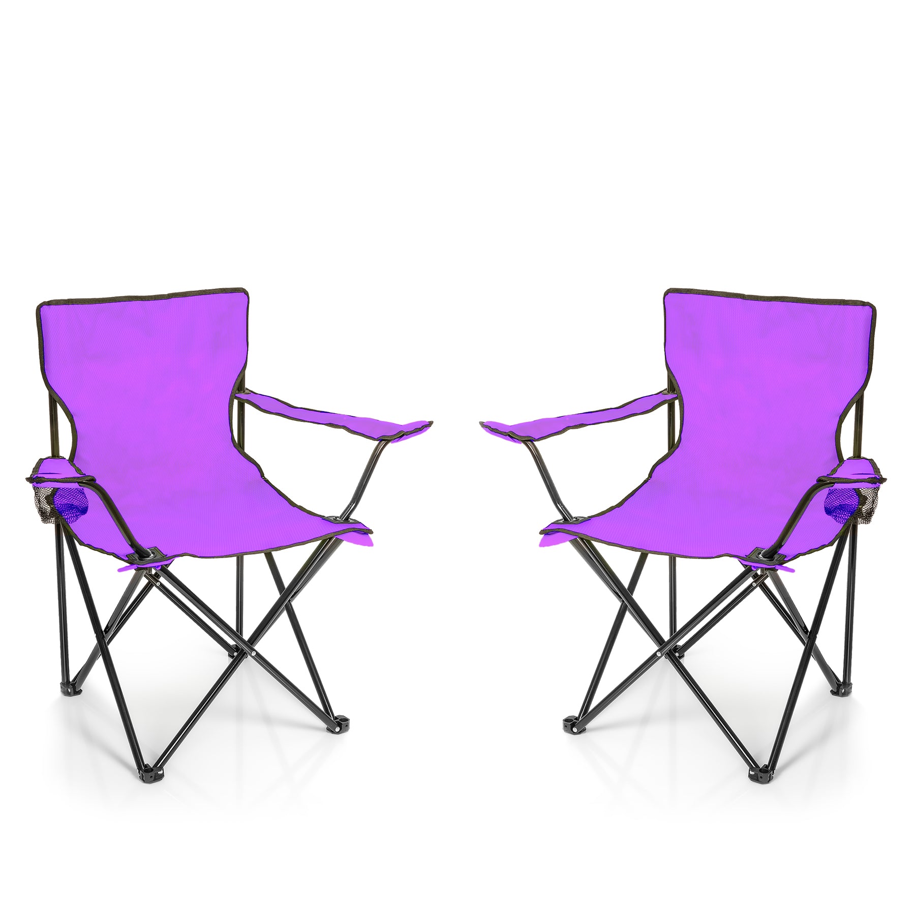 BigDean Faltstuhl Lila Campingstuhl 2er Set mit Getränkehalter