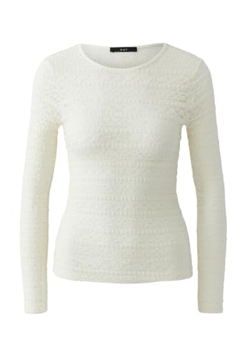 Oui Shirts & Tops Langarmshirt Spitze Gardenia schmal