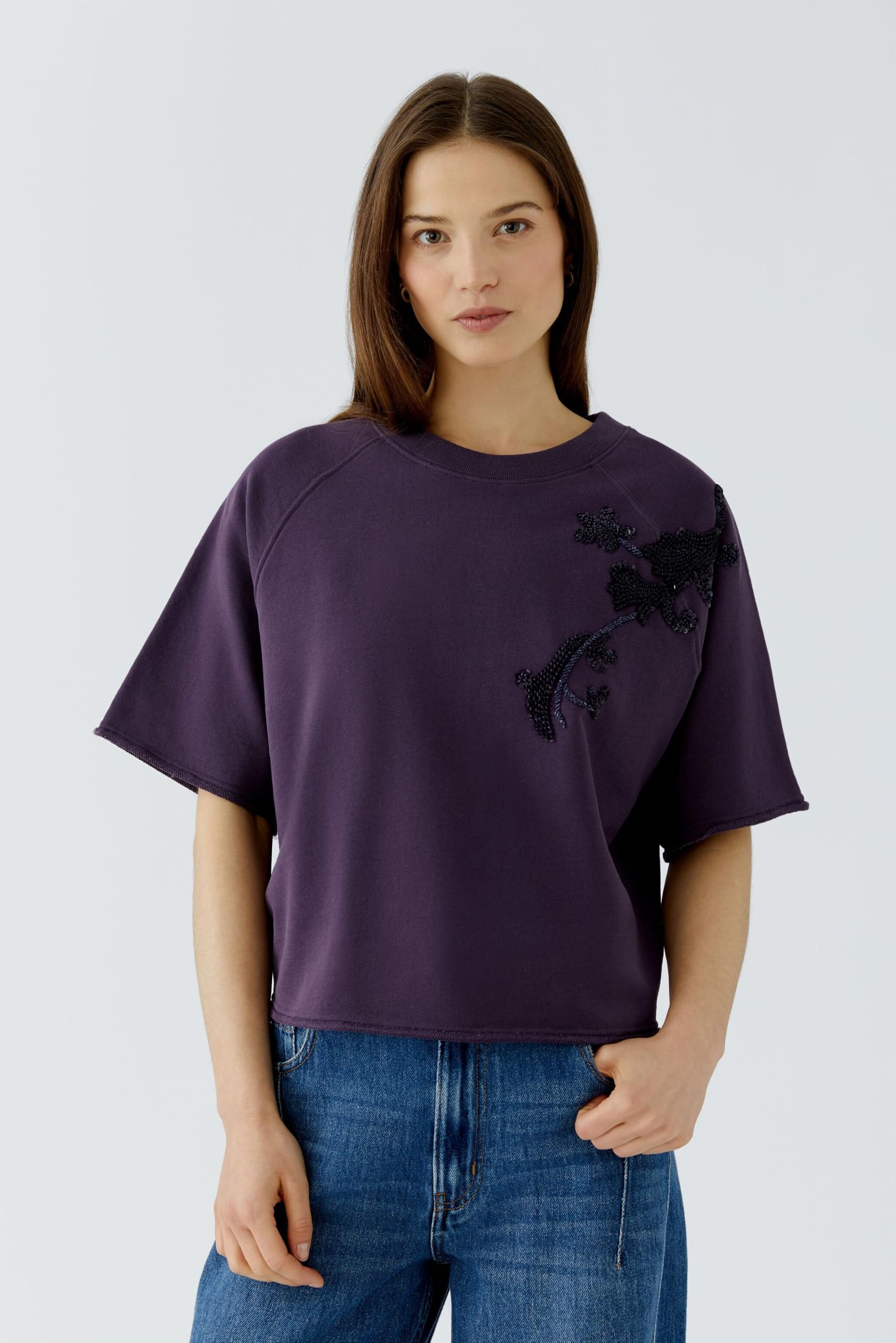 Oui Pullover & Cardigans Sweatshirt Pailletten bestickt