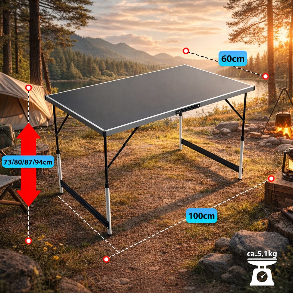 BigDean Garten Multifunktionstisch 100x60cm höhenverstellbar 30kg