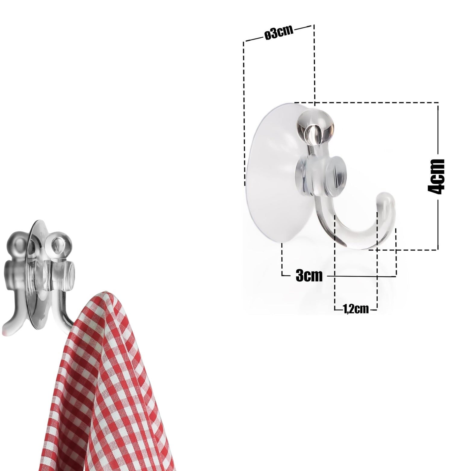 BigDean Saugnapfhalter Haken transparent Ø3cm 24 Stück