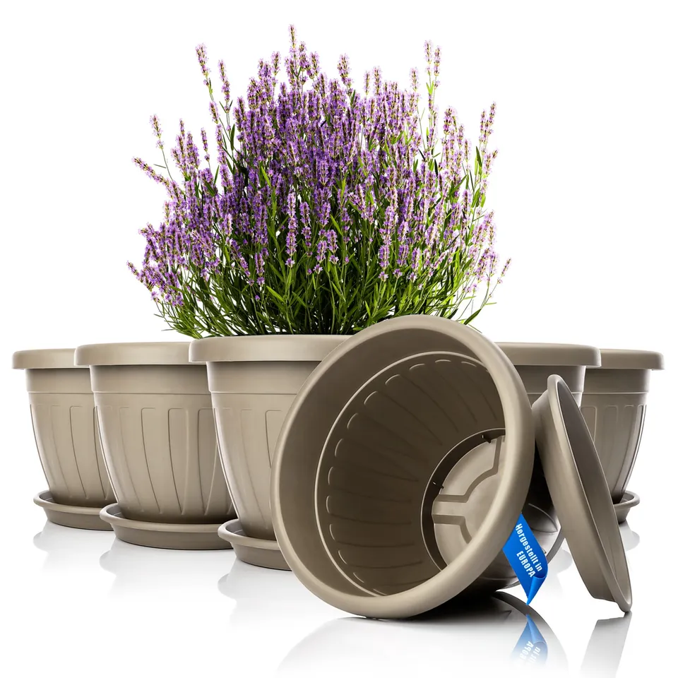 BigDean Blumentopf 40x31 cm 6er Set Mokka Untersetzer