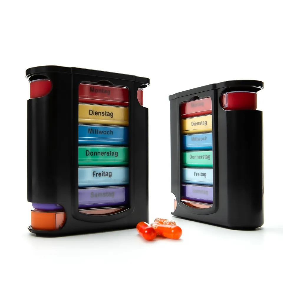 BigDean Tablettenbox 7 Tage 2 Stück Pillendose Schwarz