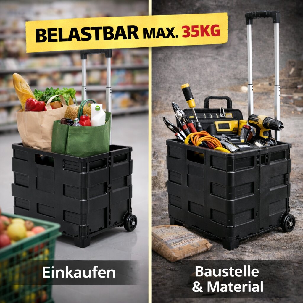 BigDean Werkzeugtrolley klappbar 35kg mit Rollen