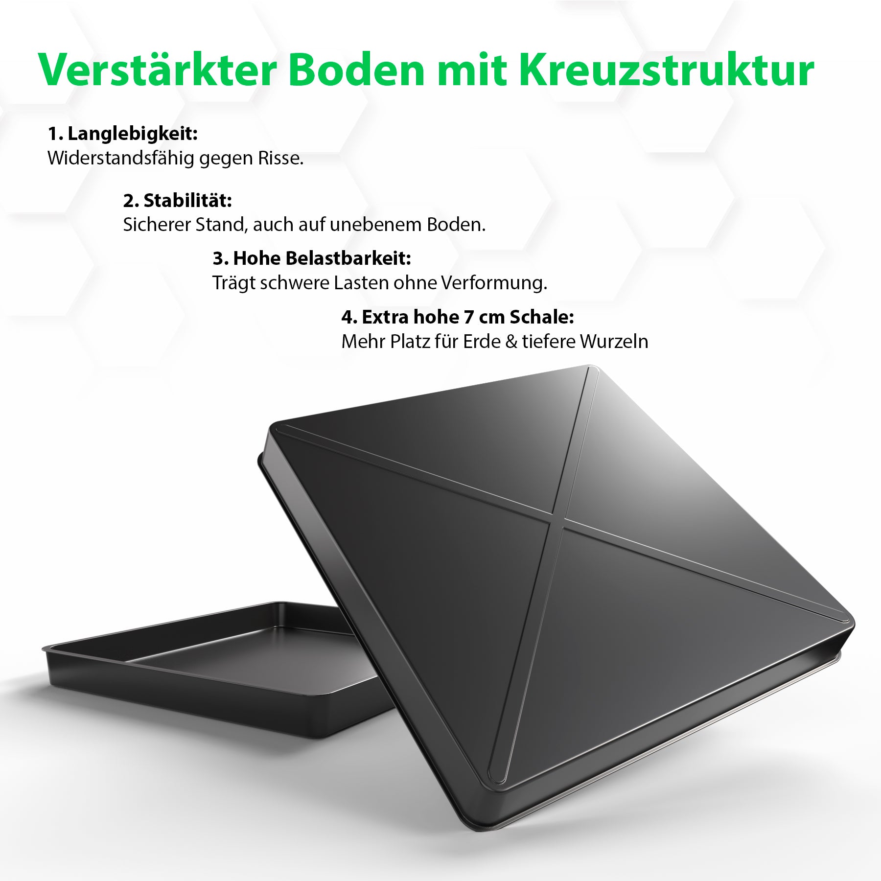 BigDean Pflanzschale groß 60x60 Anzuchtschale 2er Kunststoff
