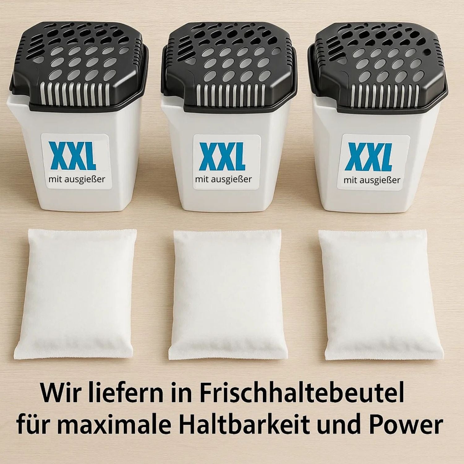 BigDean Raumentfeuchter Maxi ohne Strom 3 Stück mit Granulat 680g