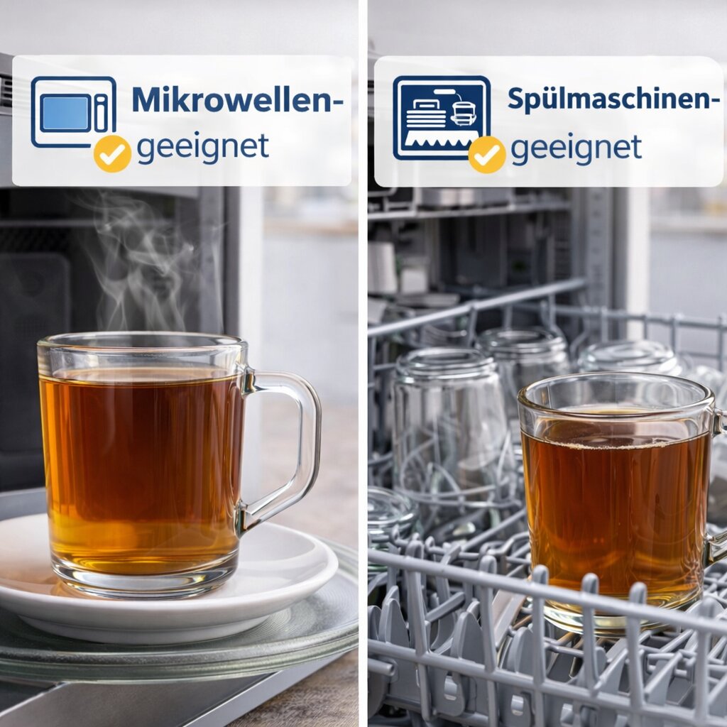 BigDean Latte Macchiato Gläser mit Henkel 230 ml 6er Set klar