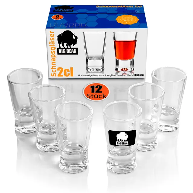BigDean Küche & Vorrat Schnapsglas 2cl klar 12 Stück