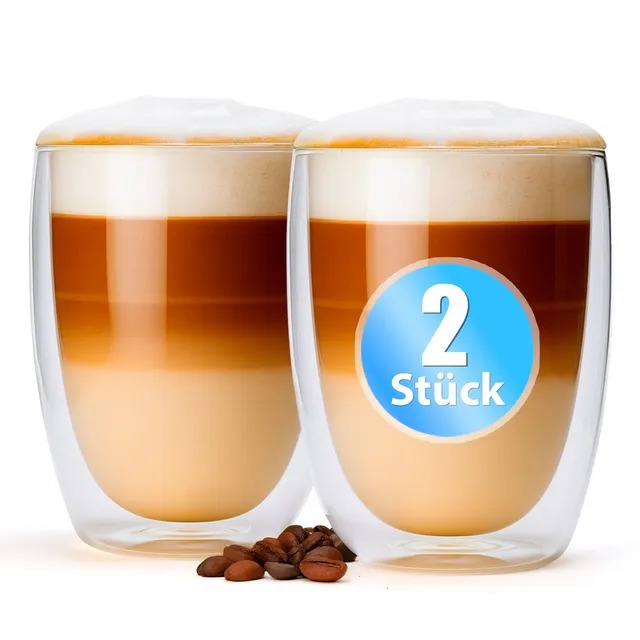 BigDean Küche Latte Macchiato Gläser 2x 300 ml doppelwandig