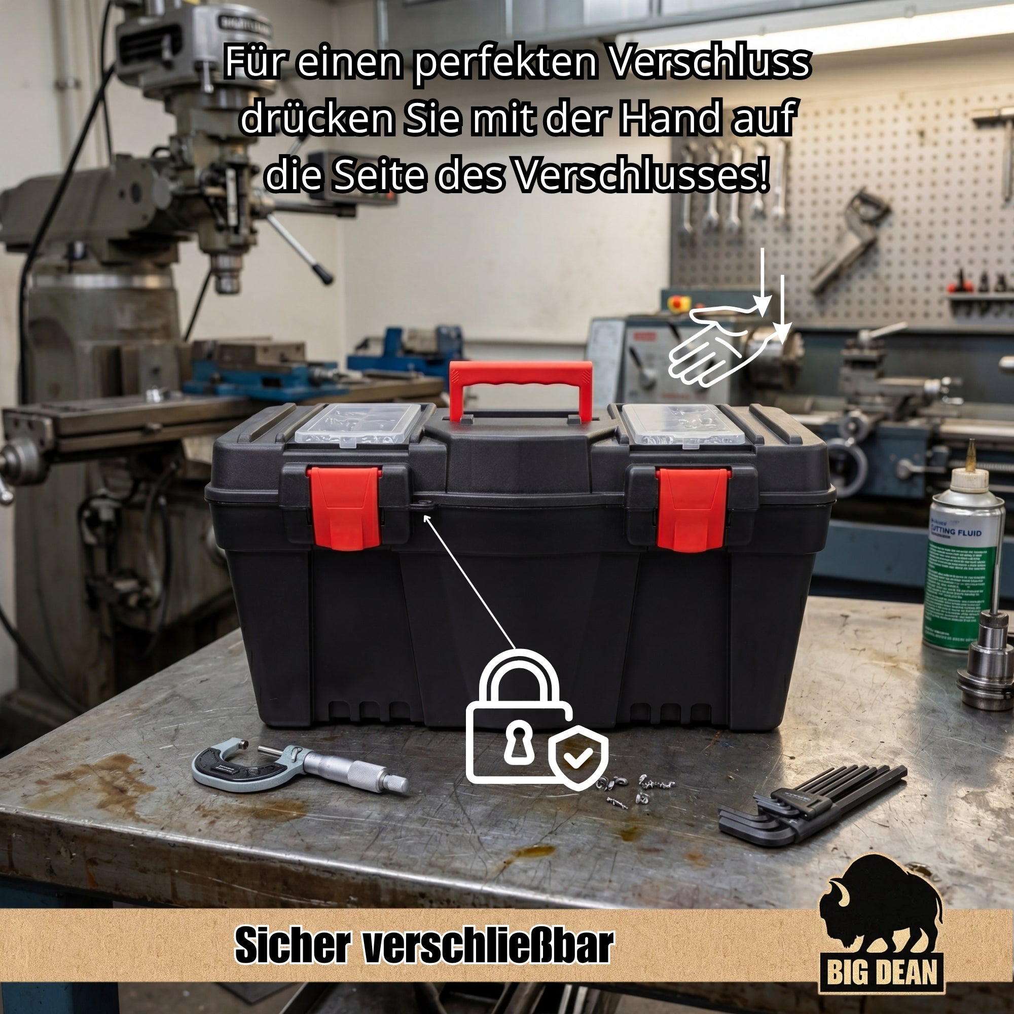 XL Werkzeugkiste leer 60x28x32 cm mit Trage und Deckelfach