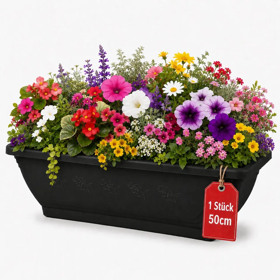 BigDean Blumenkasten Anthrazit 50cm Untersetzer