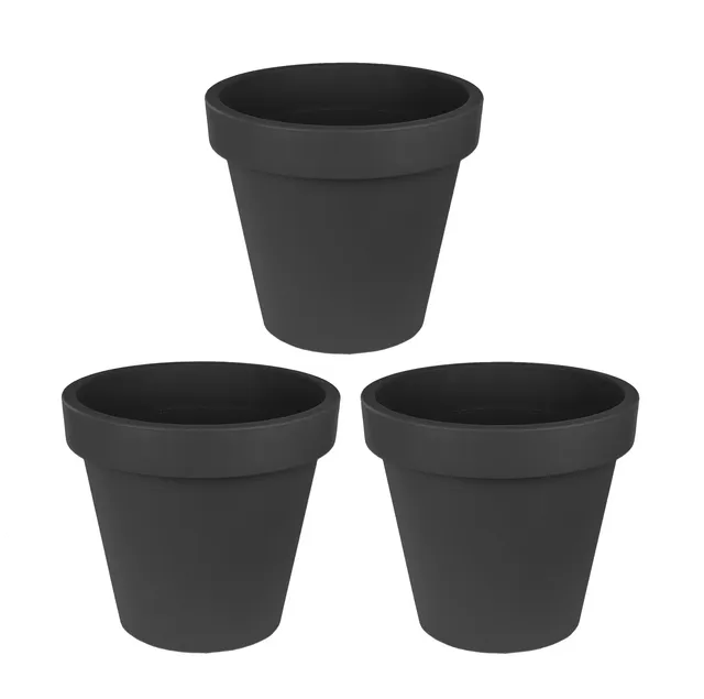 BigDean Blumentopf Ø50cm 3er Set anthrazit Kunststoff