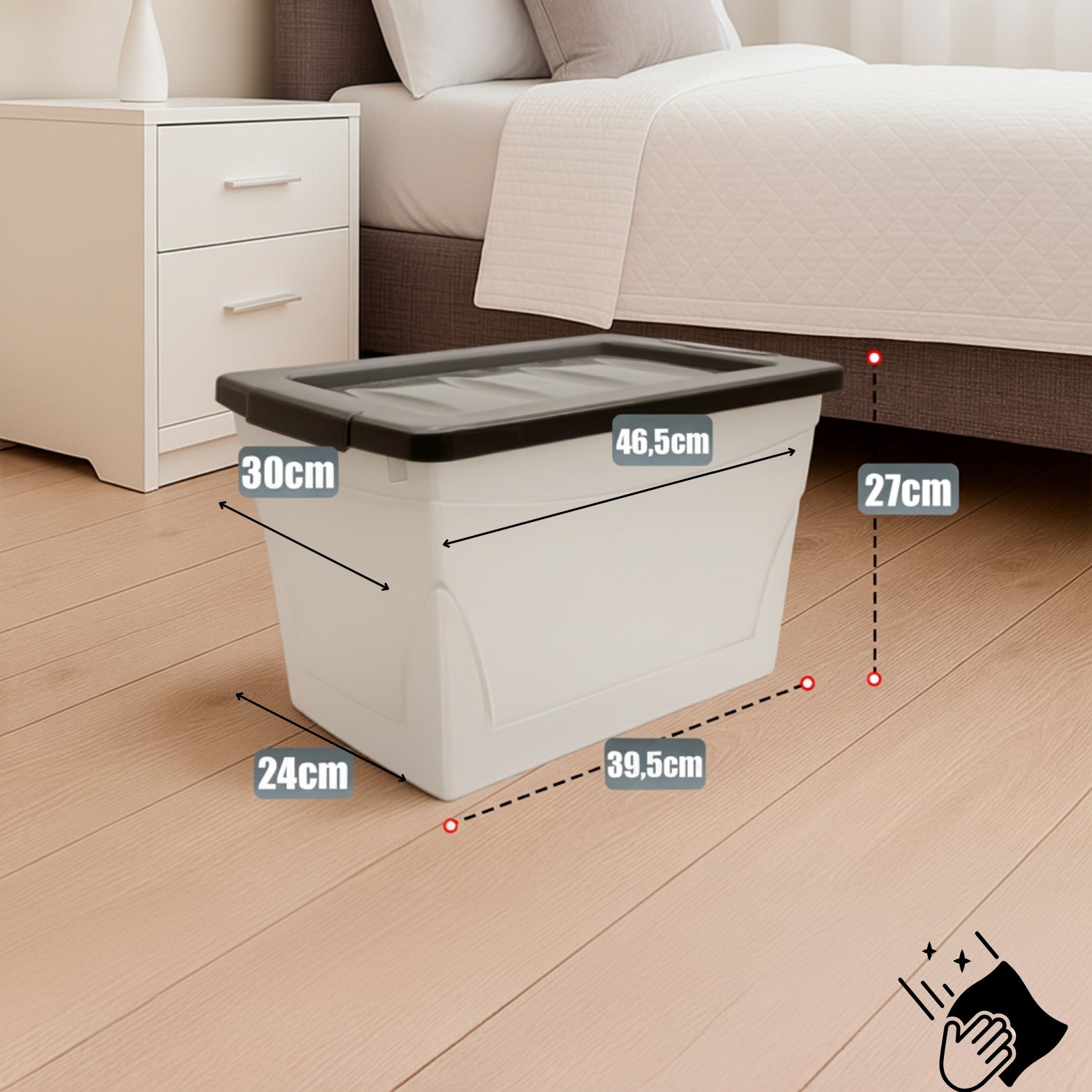 BigDean Budget Line Aufbewahrungsbox 30L 3er Set mit Deckel